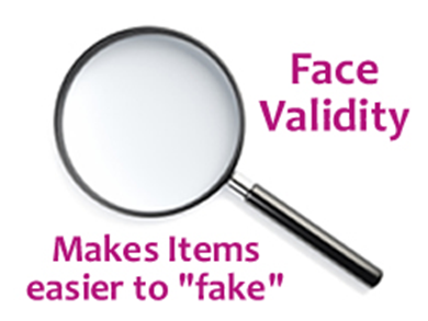 Face validity is about the look of a test, method or item
